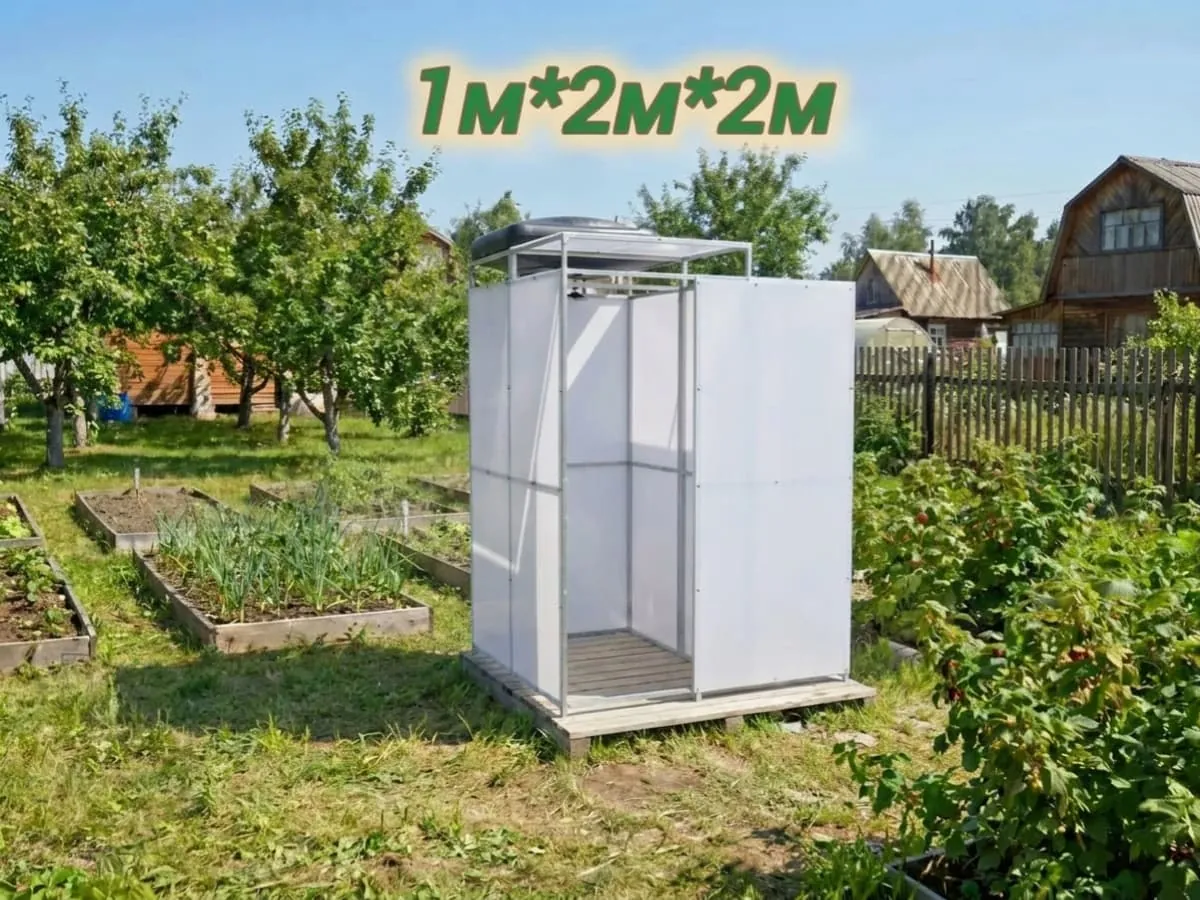 Летний душ с тамбуром — размеры